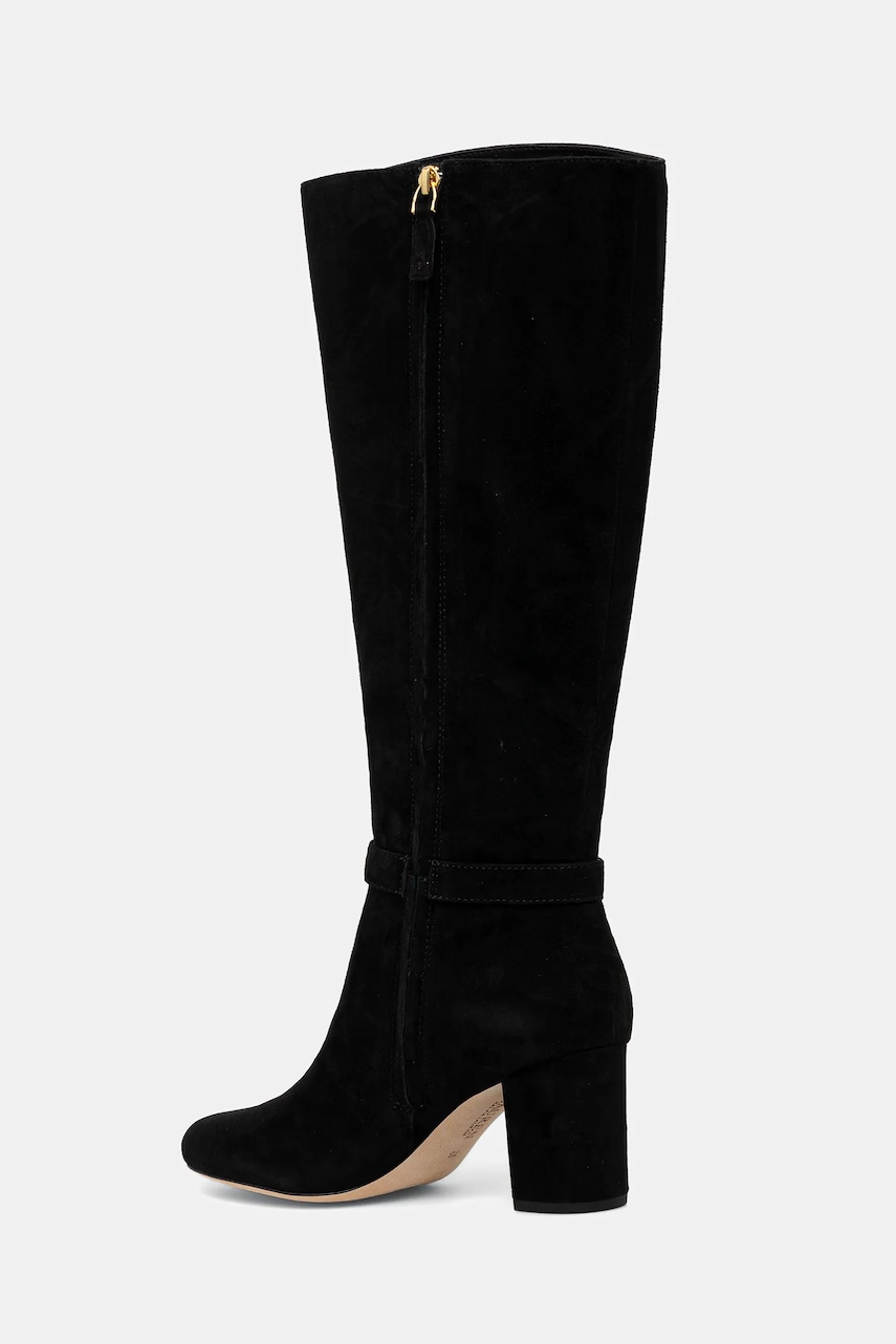 Lauren Ralph Lauren cizme din piele întoarsă Kellie Tl Hl culoarea negru, cu toc drept, 802967843001