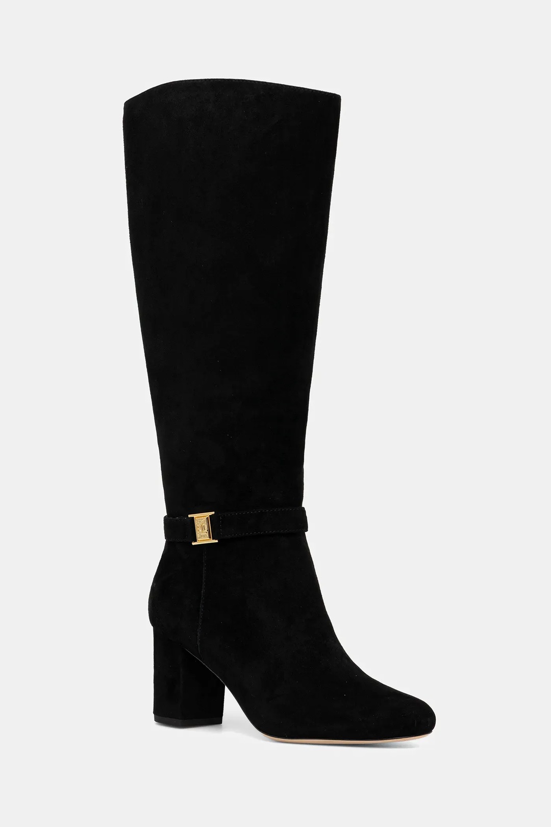 Lauren Ralph Lauren cizme din piele întoarsă Kellie Tl Hl culoarea negru, cu toc drept, 802967843001