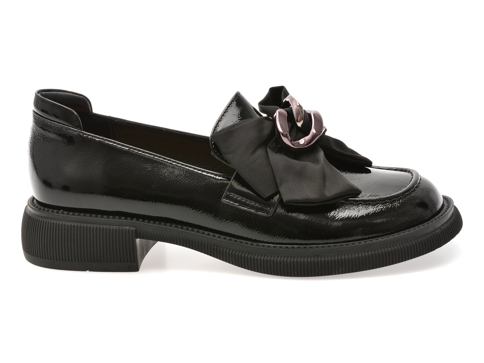 Mocasini EPICA negri, G26, din piele naturala lacuita