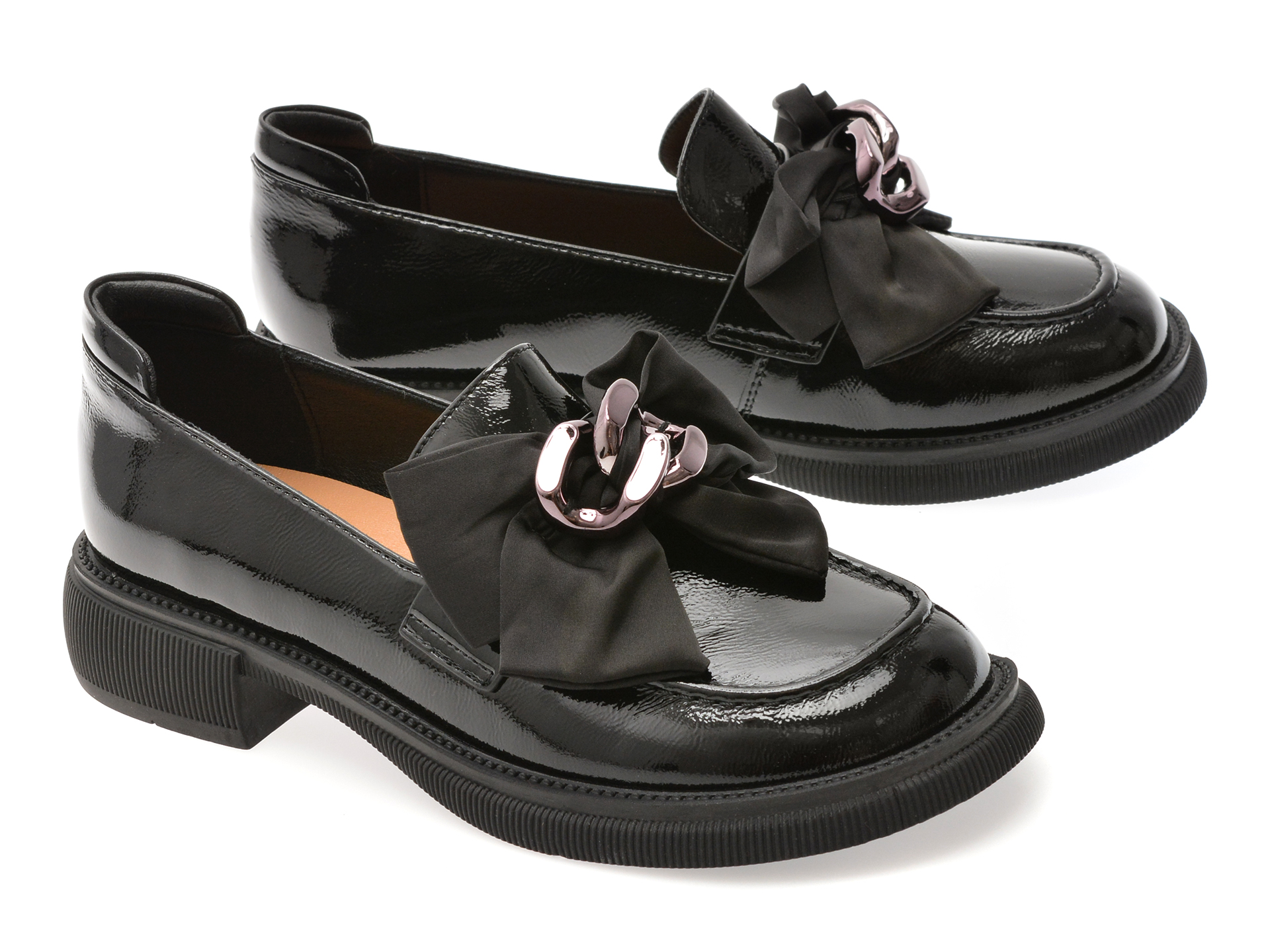 Mocasini EPICA negri, G26, din piele naturala lacuita