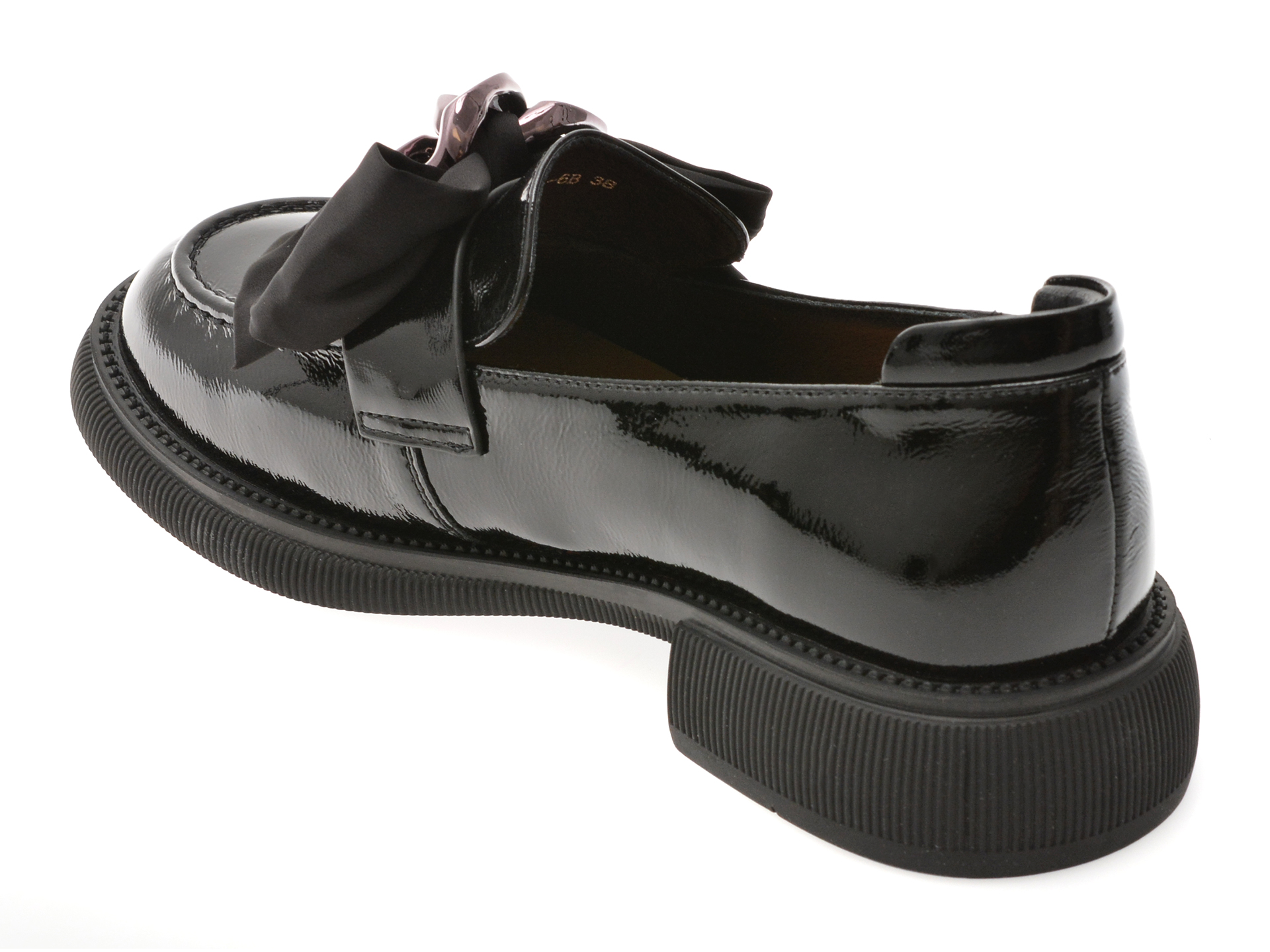 Mocasini EPICA negri, G26, din piele naturala lacuita