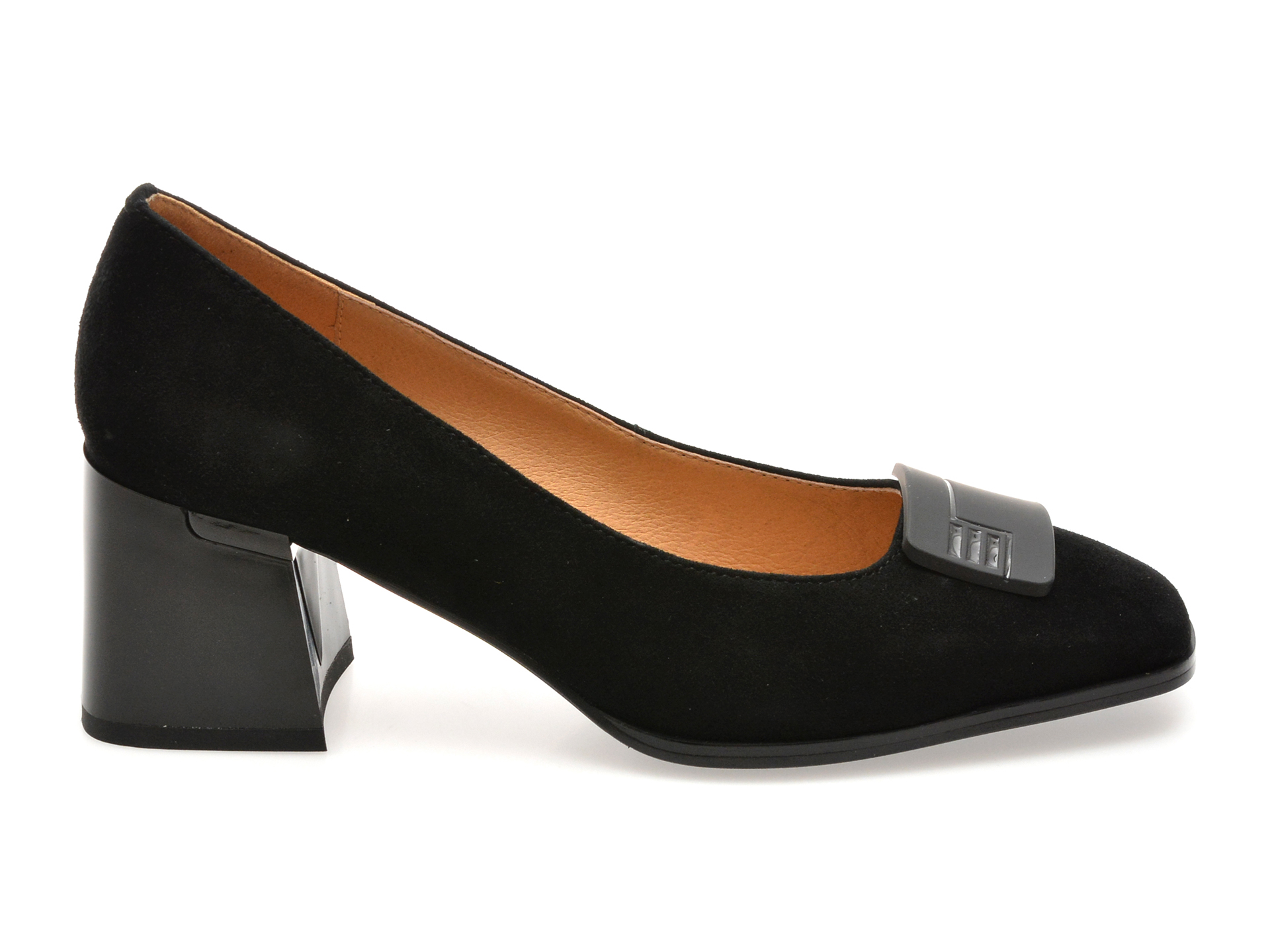 Pantofi eleganti EPICA negri, 4L109, din piele intoarsa