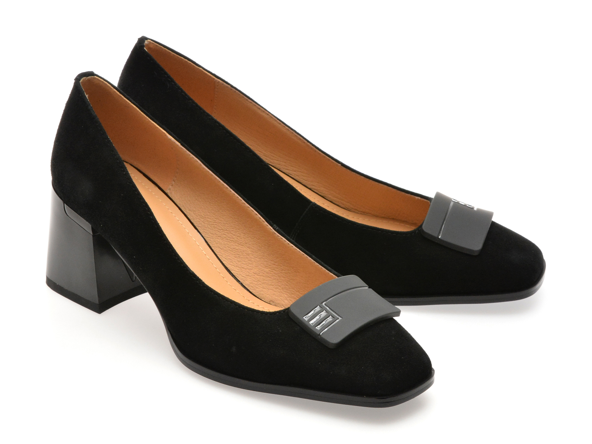 Pantofi eleganti EPICA negri, 4L109, din piele intoarsa