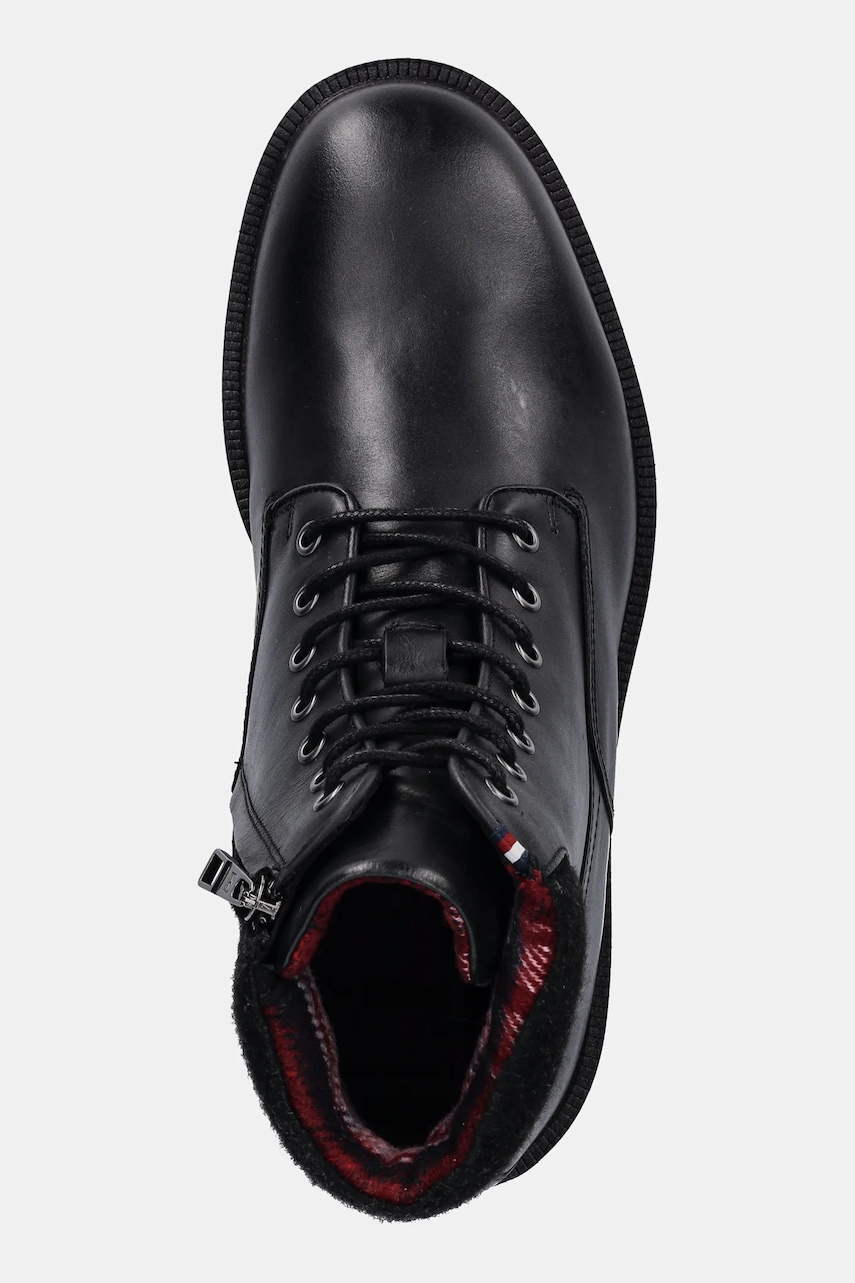 Tommy Hilfiger bocanci de piele CLEATED HILFIGER W LTH BOOT