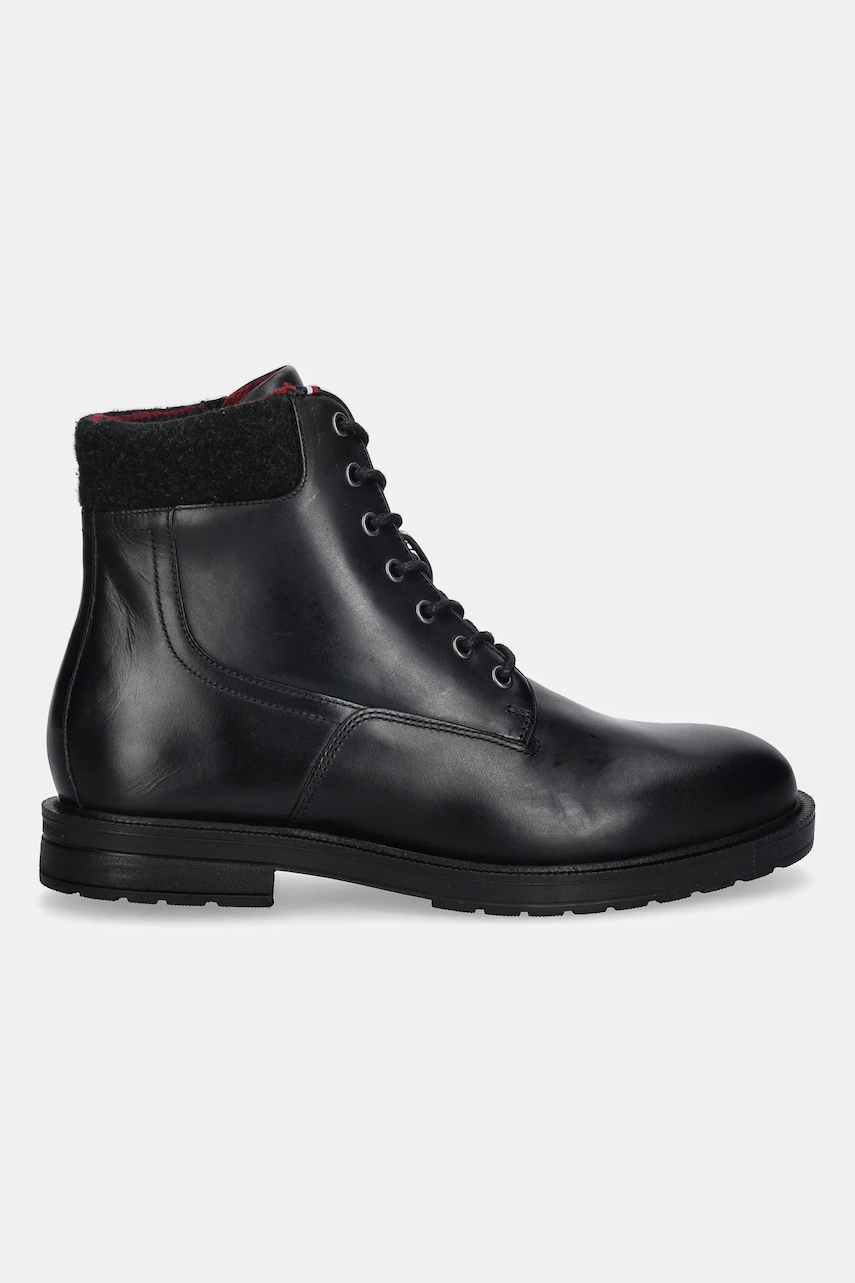 Tommy Hilfiger bocanci de piele CLEATED HILFIGER W LTH BOOT