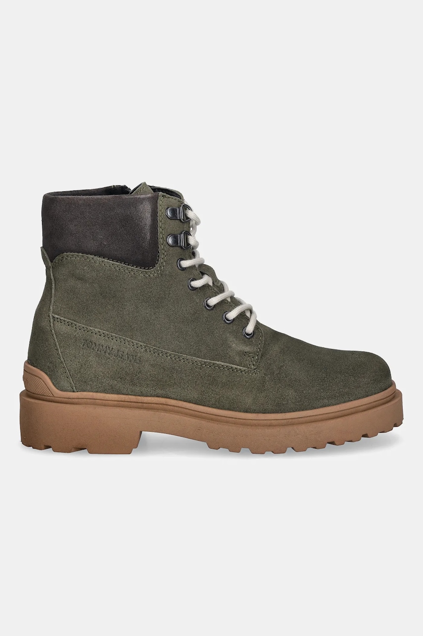 Tommy Jeans cizme înalte din piele TJM LACE UP BOOT SUEDE