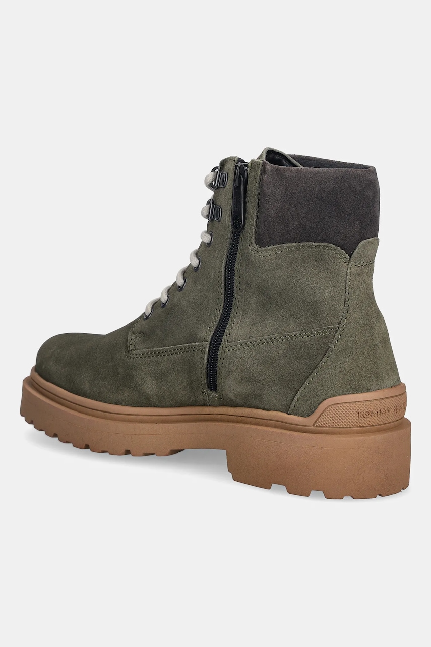 Tommy Jeans cizme înalte din piele TJM LACE UP BOOT SUEDE