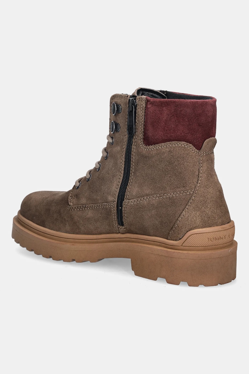 Tommy Jeans cizme înalte din piele TJM LACE UP BOOT SUEDE