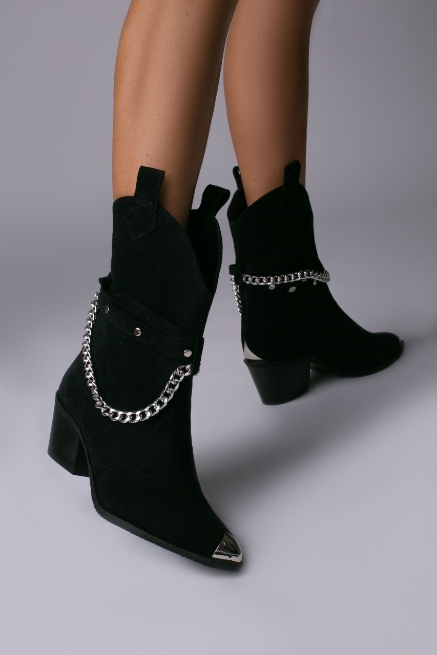 Vanilla Days Ciocate Bushra Piele Intoarsa Neagra cu Accesorii Argintii