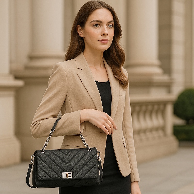 Geanta dama, piele naturala, JERMYN'S Almeira, neagra