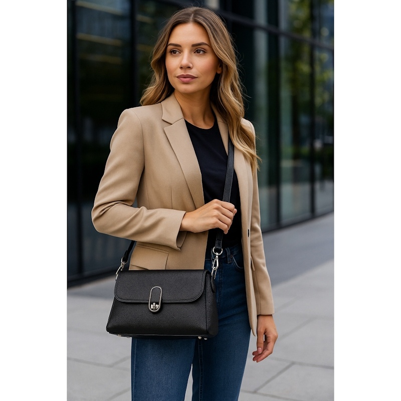 Geanta dama, piele naturala, JERMYN'S Fatima, neagra