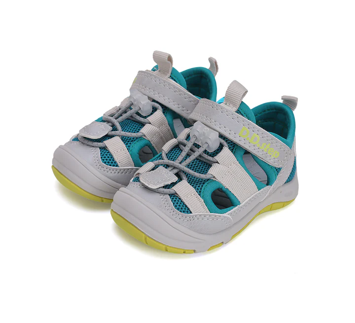 Sandale baieti, din material textil, gri-turcoaz, DD Step G065-51458A