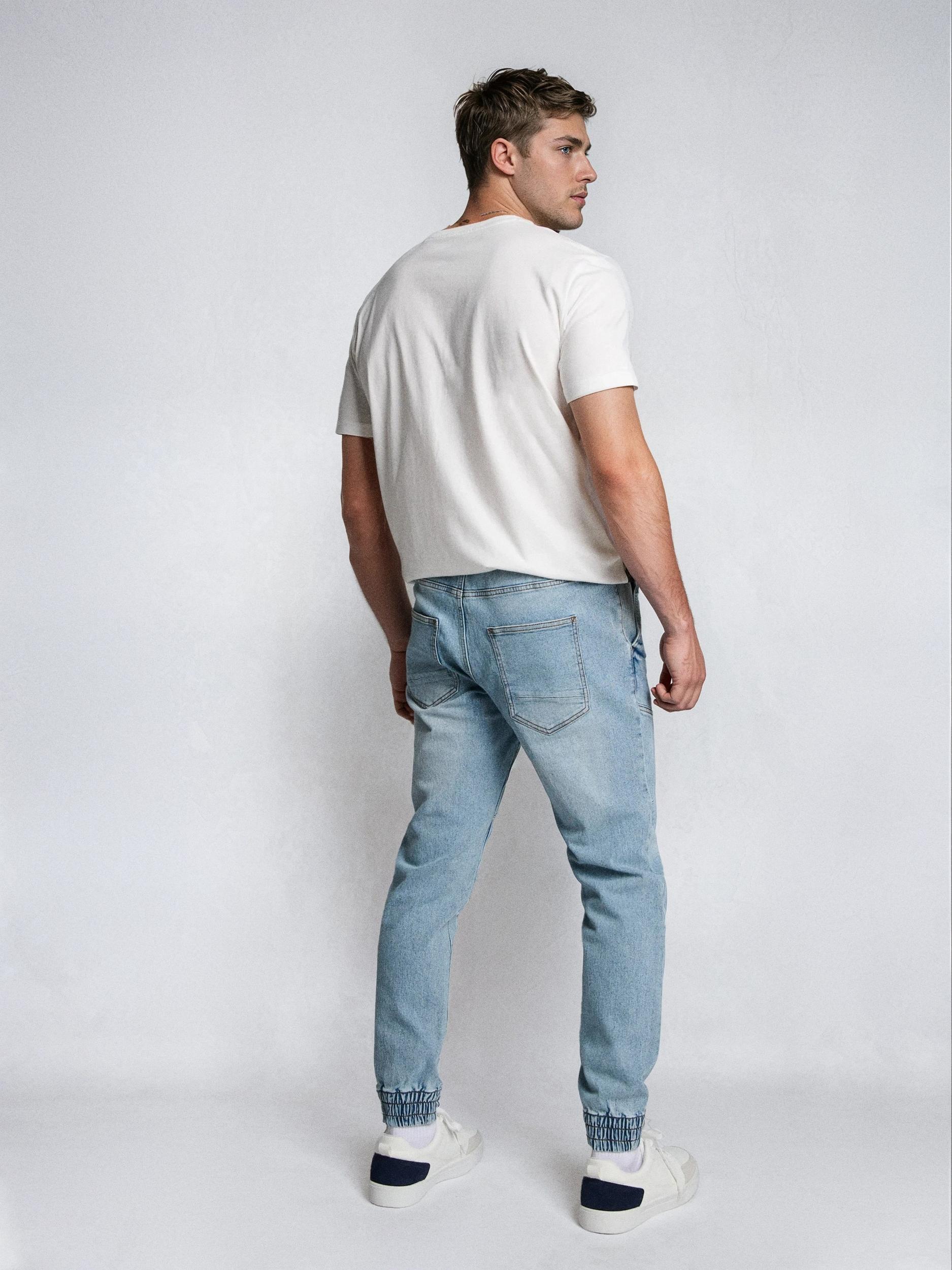 Sinsay - Blugi jogger cu efect spălat - albastru