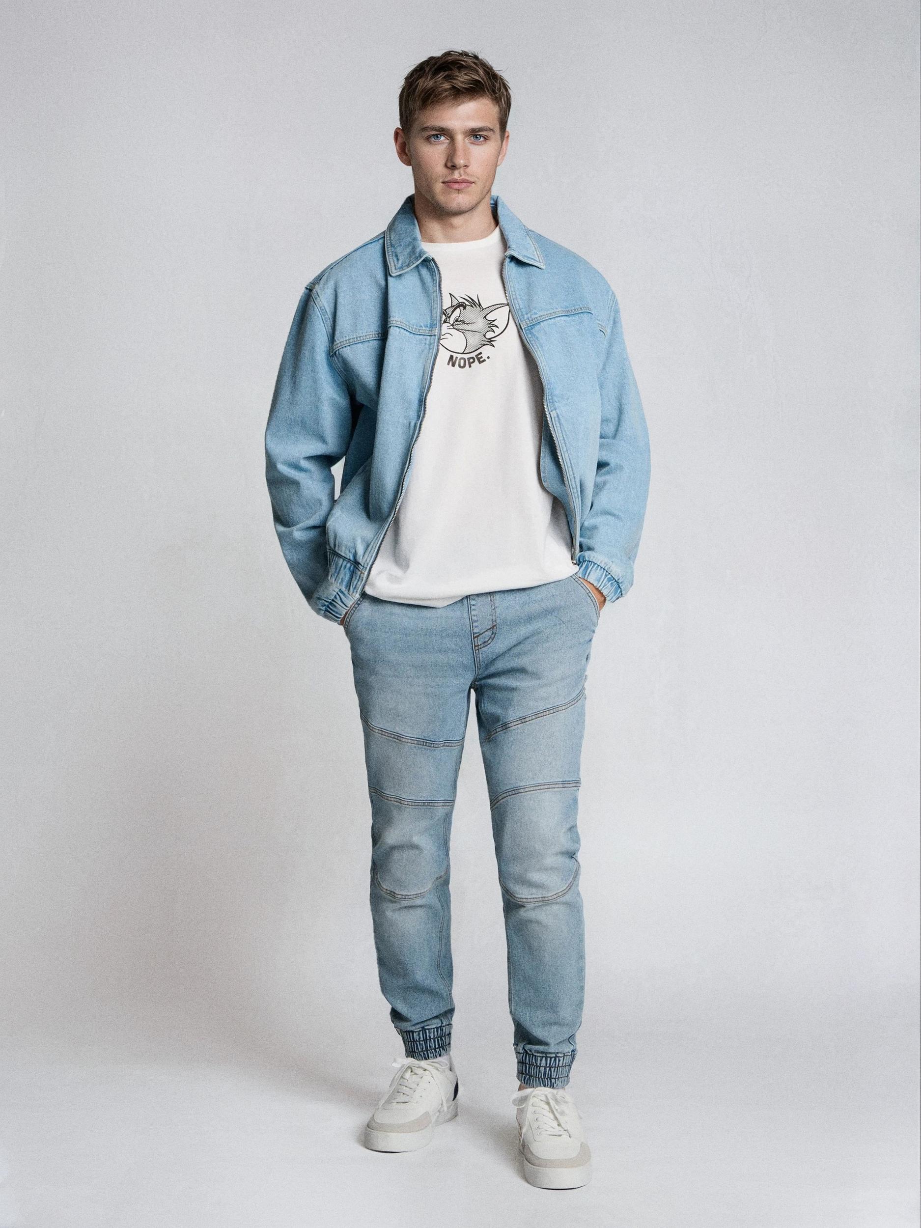 Sinsay - Blugi jogger cu efect spălat - albastru