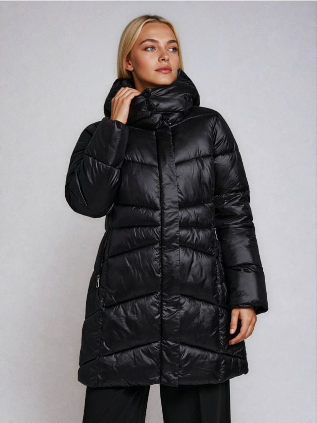 Sinsay - Geacă matlasată cu glugă - negru