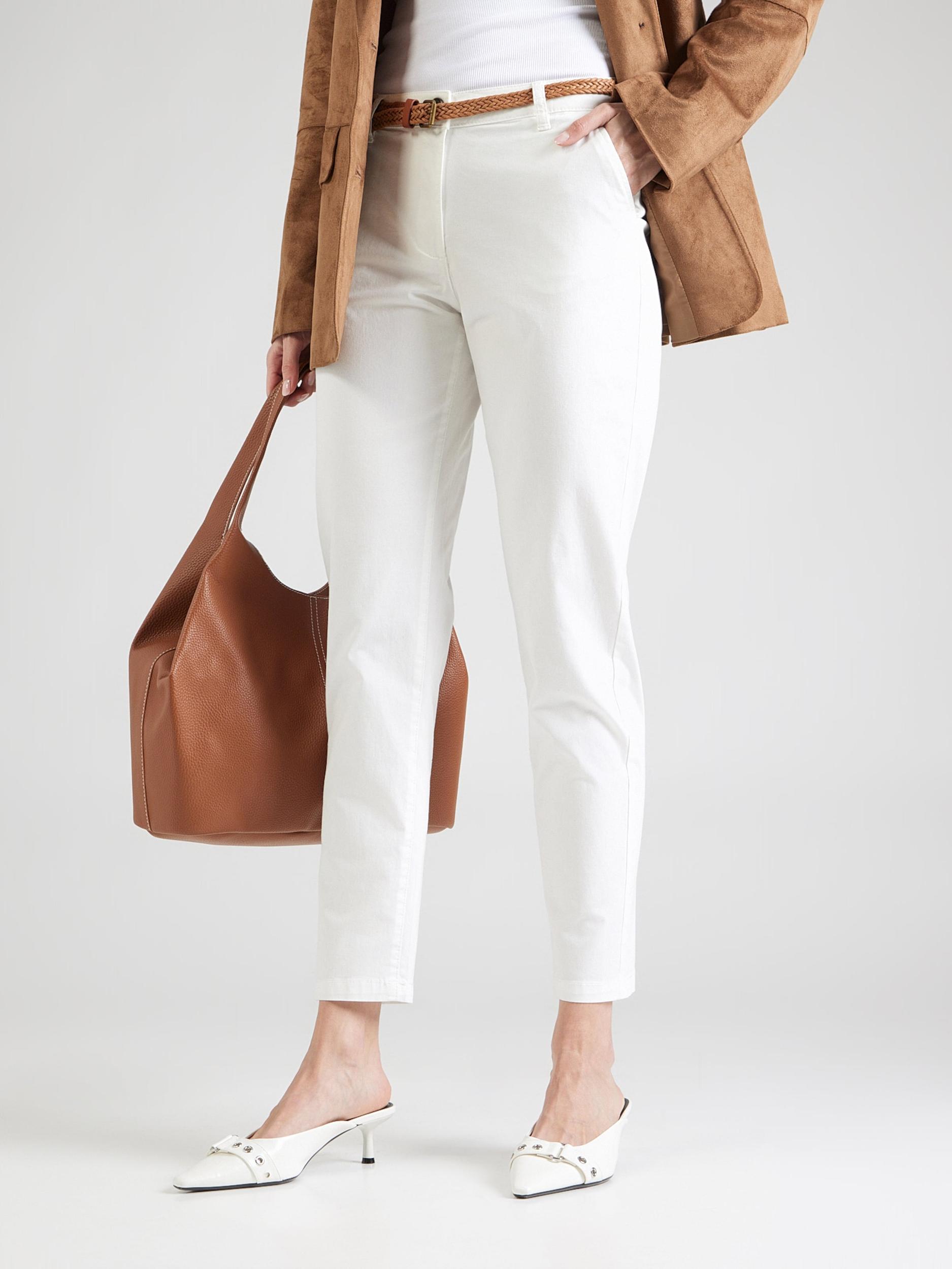 JDY Pantaloni eleganți 'JDYCHICAGO' maro coniac / alb