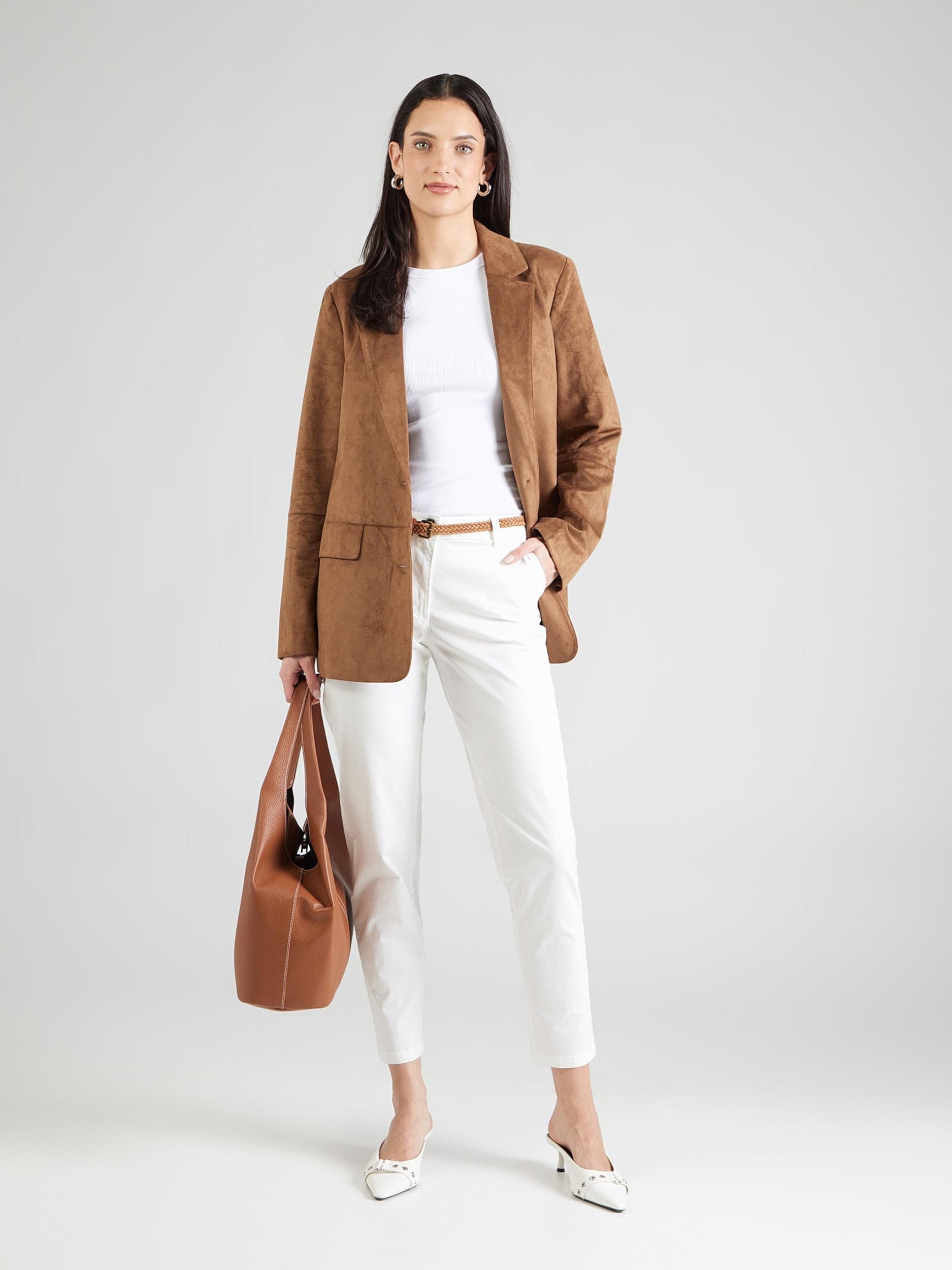 JDY Pantaloni eleganți 'JDYCHICAGO' maro coniac / alb