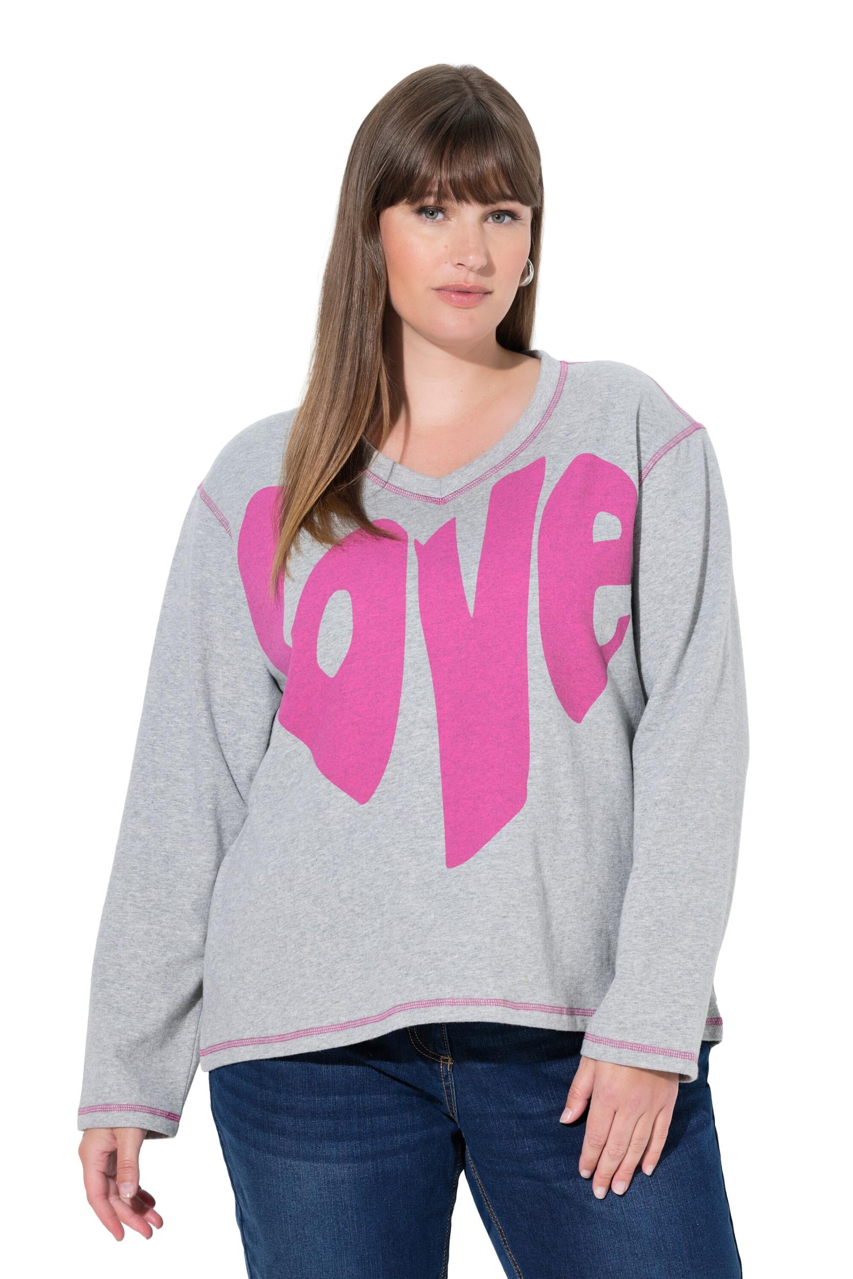 Ulla Popken Bluză de molton gri deschis / roz închis