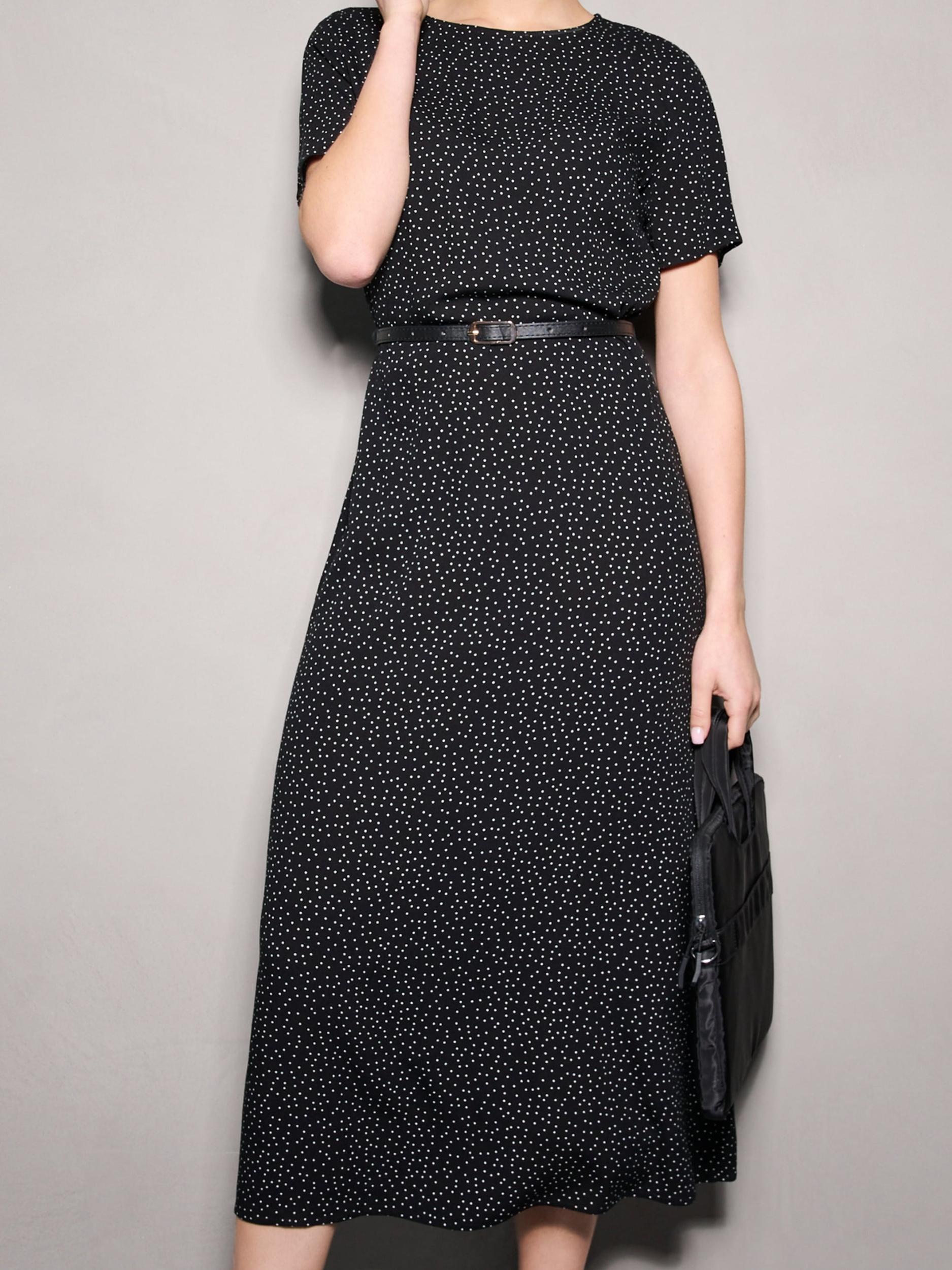 Sinsay - Rochie midi din vâscoză cu curea cu imprimeu cu buline - multicolor