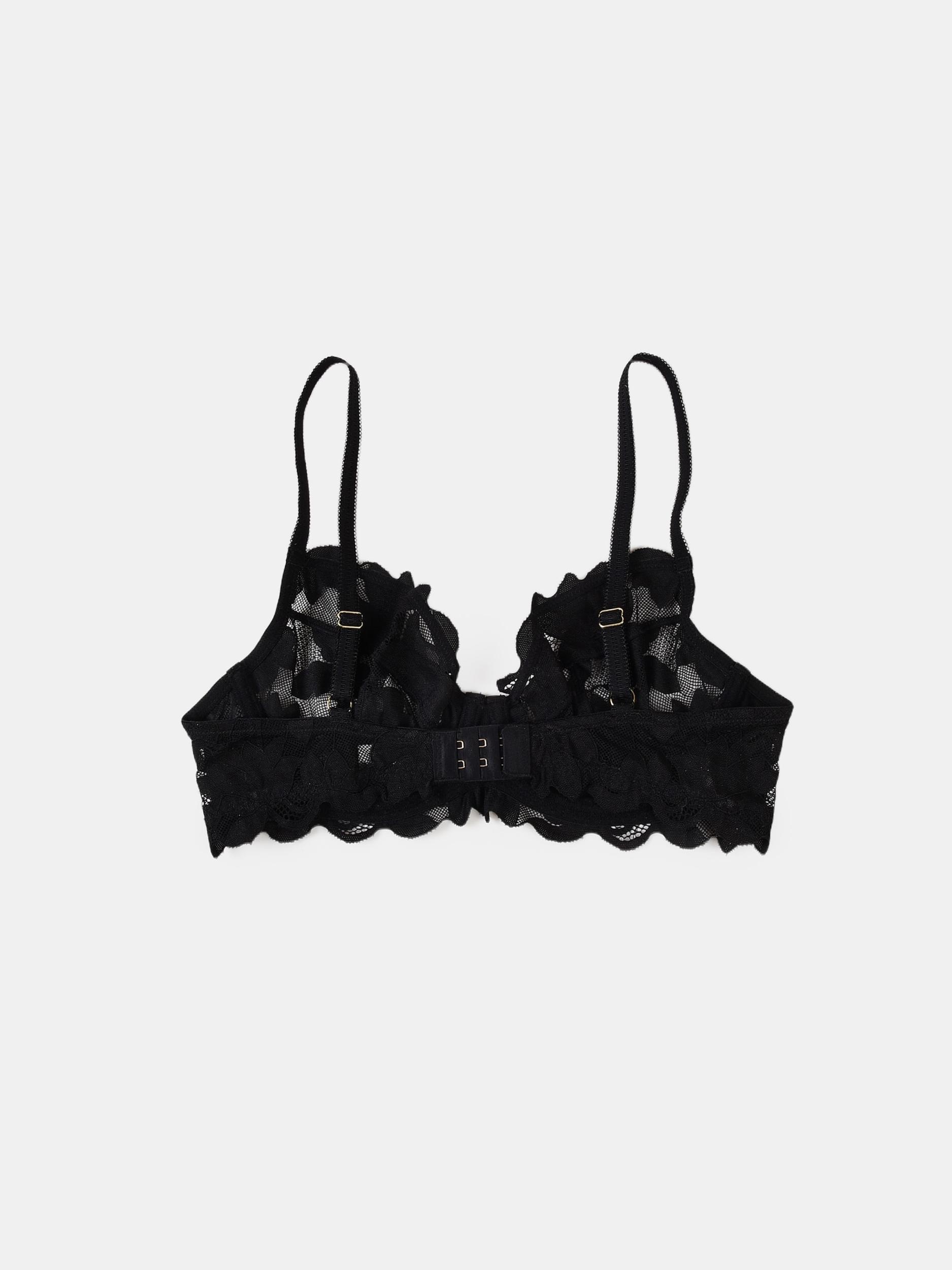 Sinsay - Sutien balconette moale cu sârmă și dantelă - negru