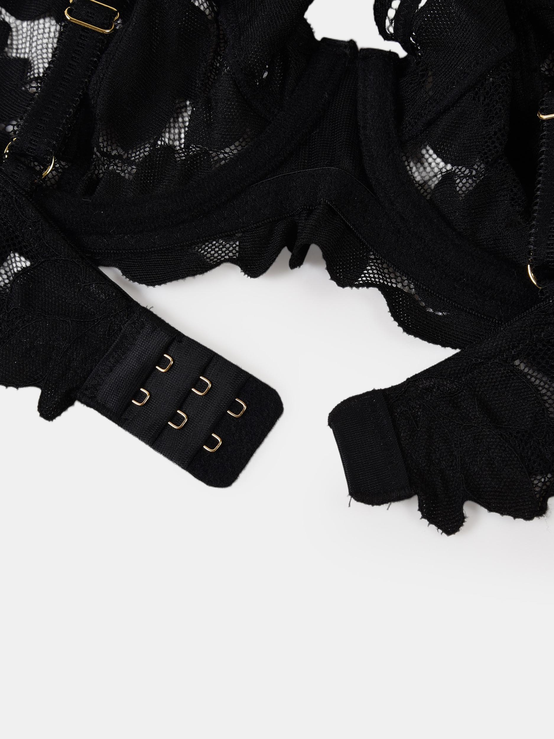 Sinsay - Sutien balconette moale cu sârmă și dantelă - negru