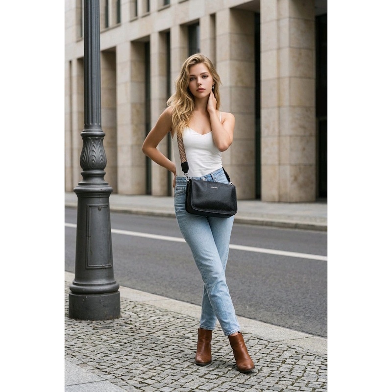 Geanta dama JERMYN'S Alice, piele naturala, neagra