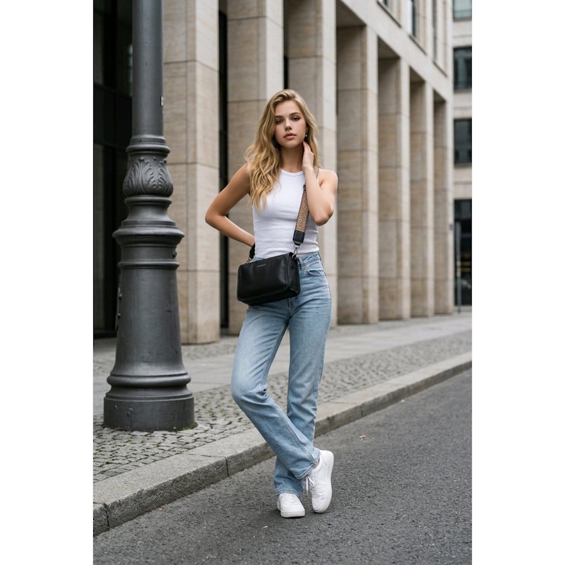 Geanta dama JERMYN'S Alice, piele naturala, neagra