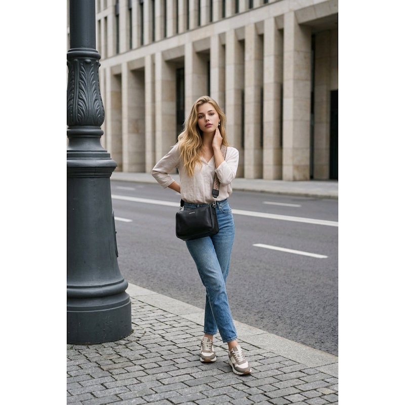 Geanta dama JERMYN'S Alice, piele naturala, neagra