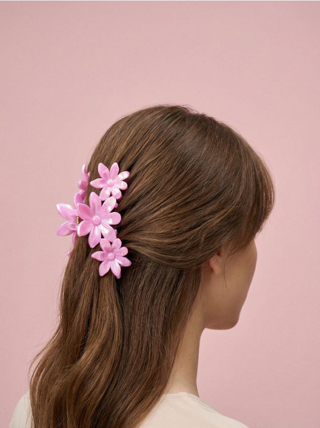 Sinsay - Agrafă de păr cu motiv floral - roz