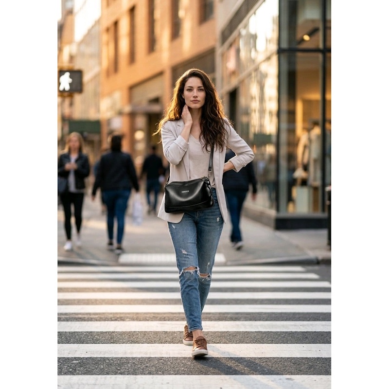 Geanta dama JERMYN'S Ancona din piele naturala neagra