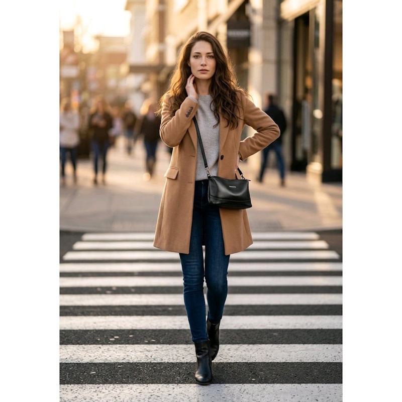 Geanta dama JERMYN'S Ancona din piele naturala neagra