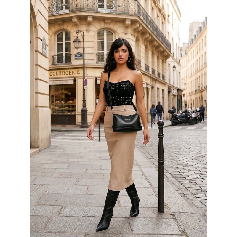 Geanta dama JERMYN'S Ancona din piele naturala neagra