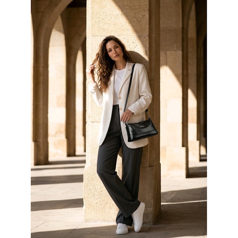 Geanta dama JERMYN'S Ancona din piele naturala neagra