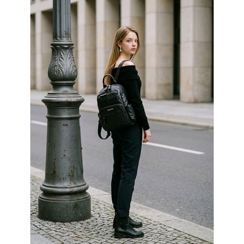 Rucsac dama JERMYN'S Cremona, piele naturala, negru