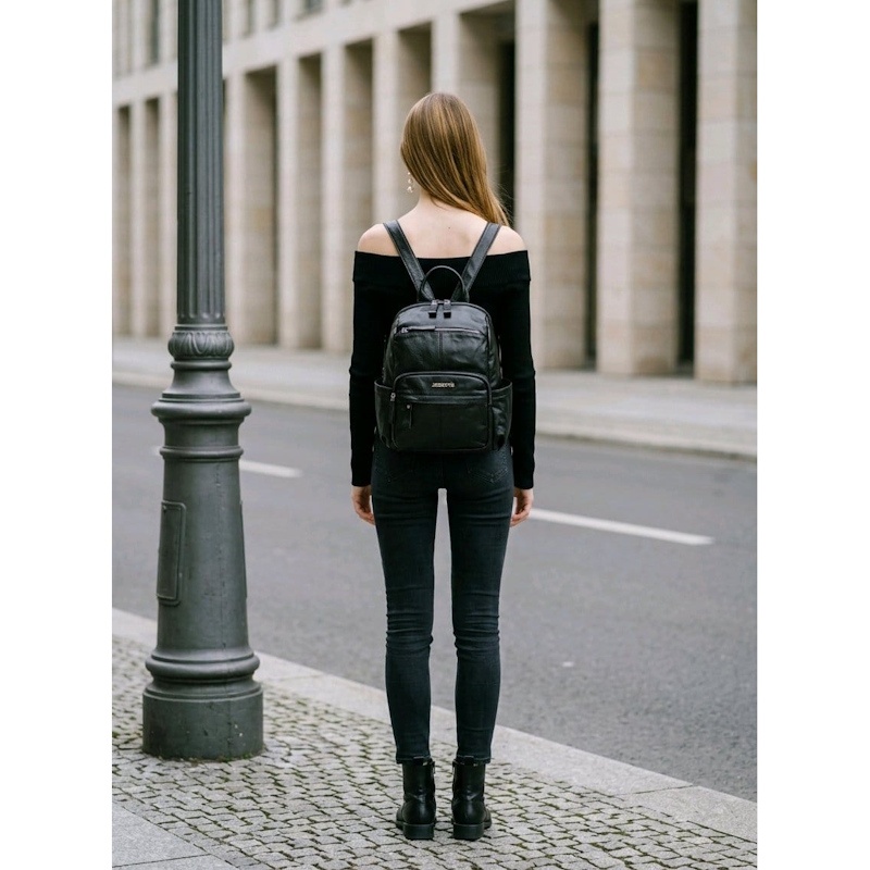 Rucsac dama JERMYN'S Cremona, piele naturala, negru