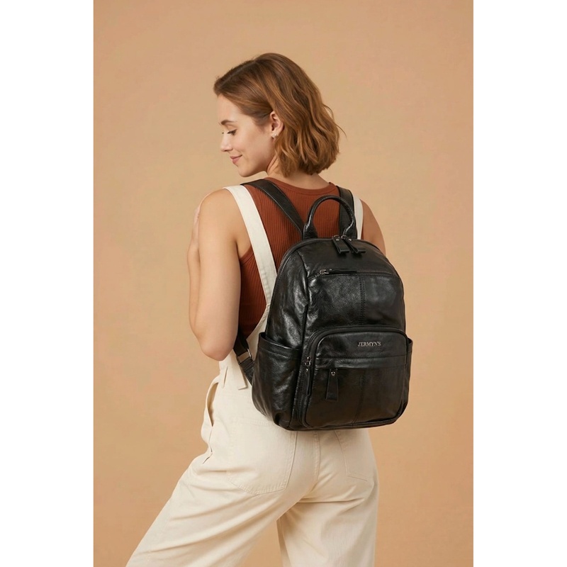 Rucsac dama JERMYN'S Cremona, piele naturala, negru