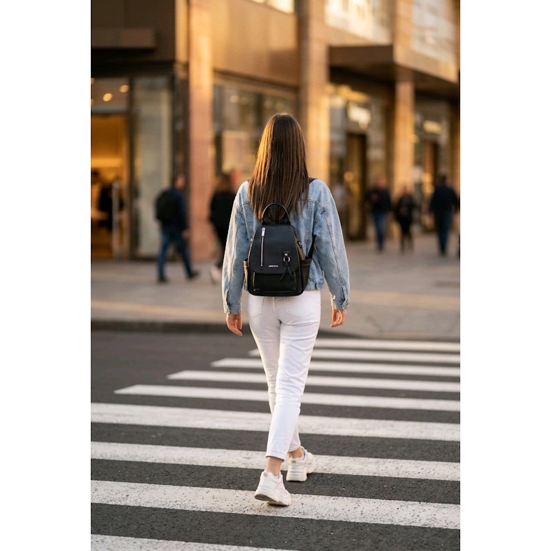 Rucsac dama din piele naturala neagra JERMYN'S Genova