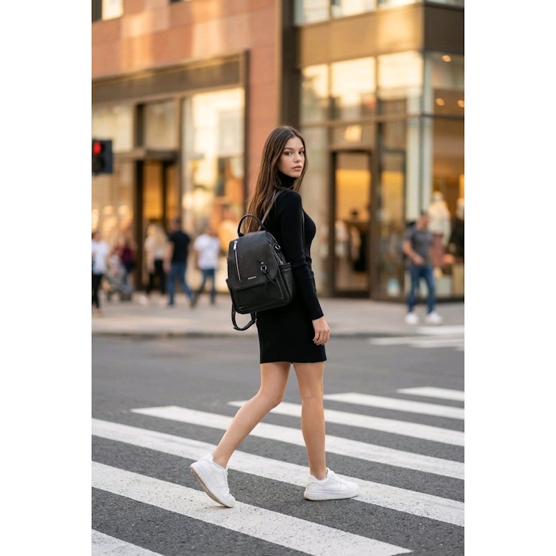 Rucsac dama din piele naturala neagra JERMYN'S Genova