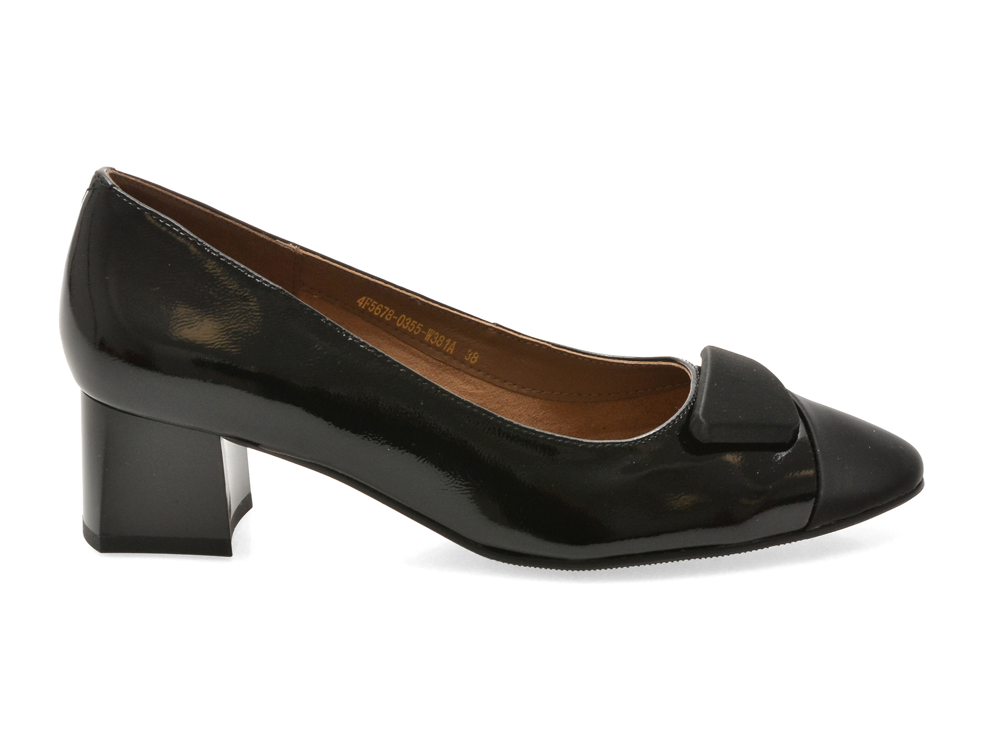 Pantofi EPICA negri, 4F5678, din piele naturala lacuita