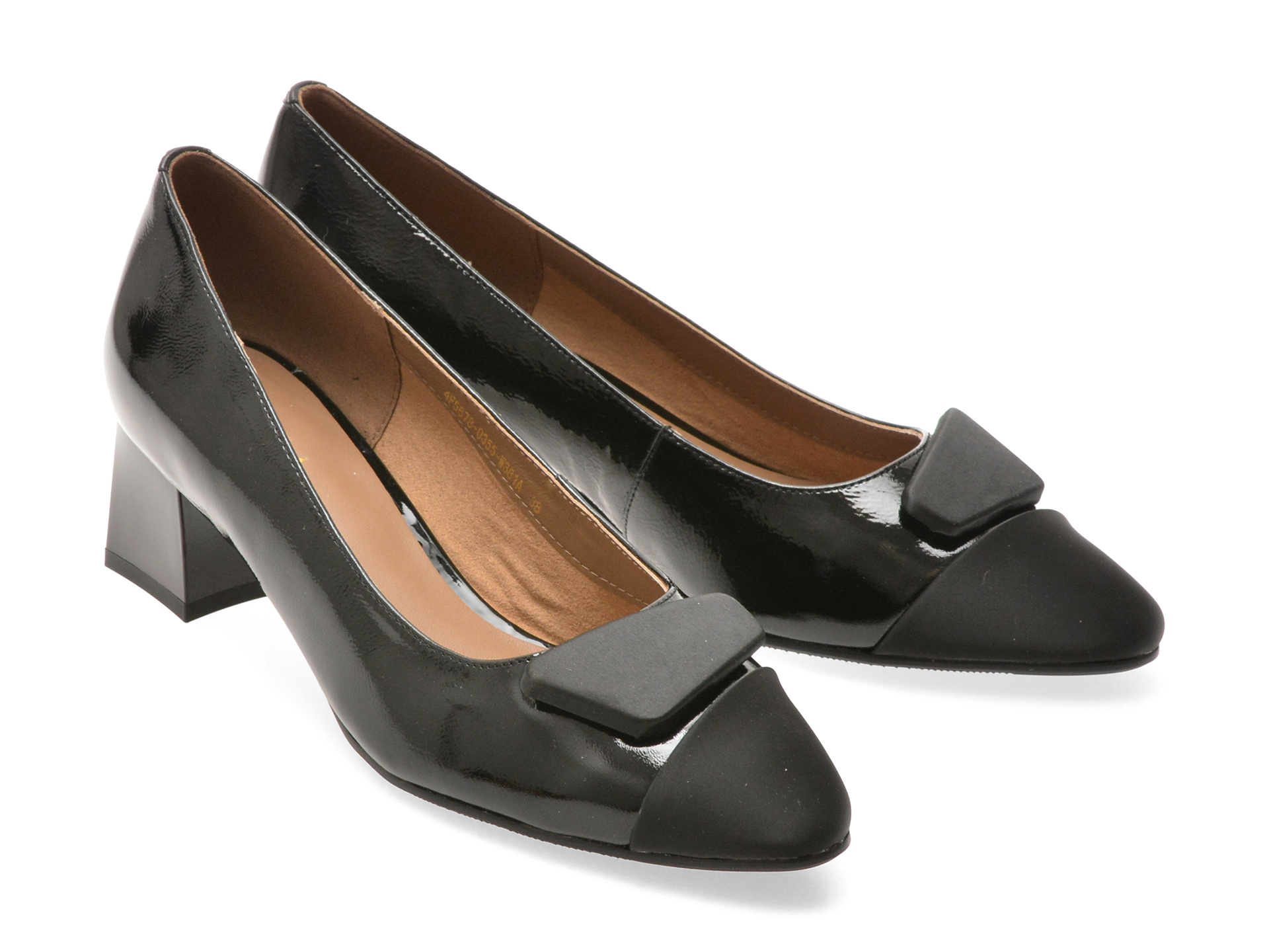 Pantofi EPICA negri, 4F5678, din piele naturala lacuita