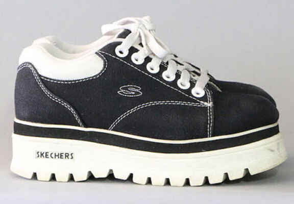 pantofi sport Skechers vintage albastru inchis cu platforma alba