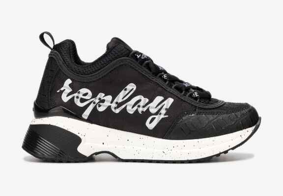 pantofi sport negrii cu inscriptie replay