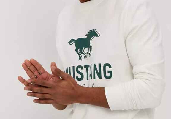hanorac alb cu imprimeu logo verde Mustang