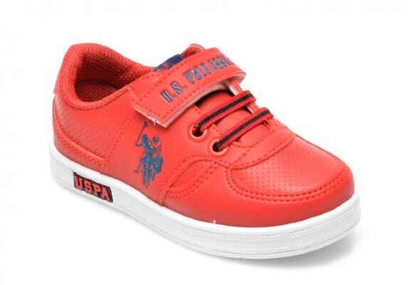 pantofi sport rosii cu inscriptie si logo U.S. Polo Assn