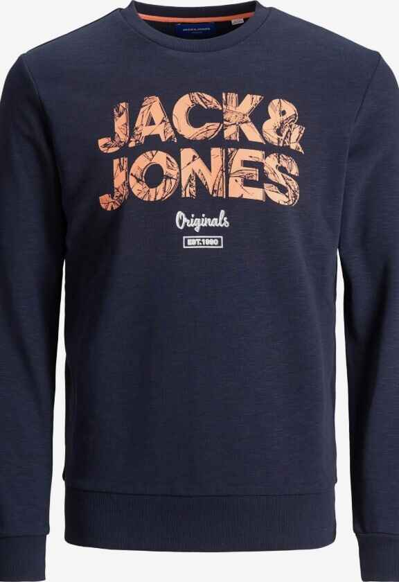 hanorac albastru inchis cu maneci lungi si inscriptie Jack & Jones Originals