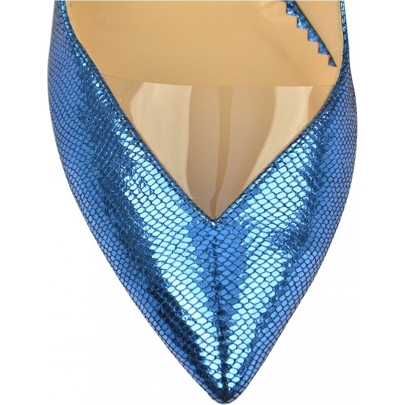 Pantofi Mihai Albu din piele metalizata Blue Punctulata