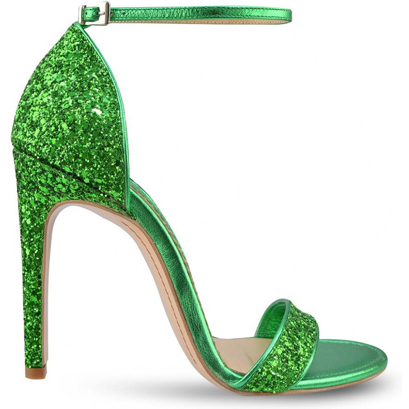 Sandale Mihai Albu din piele Emerald Green Glitter