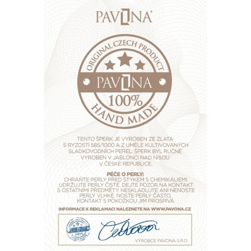 Pavona Aur pandantiv cu alb fluvial perla 924001.1