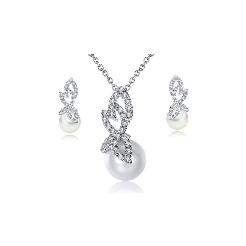 Set de bijuterii cu perle si cristale Claire
