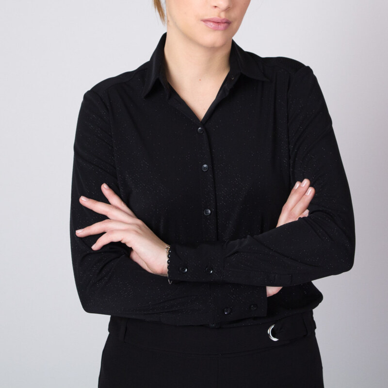 Femei negru cămașă cu mânecă lungă Willsoor model fin 11349
